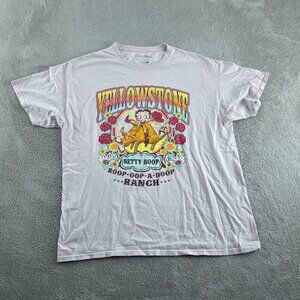 Betty Boop Yellowstone Ranch Graphic Tee X-Large White Cotton 5931